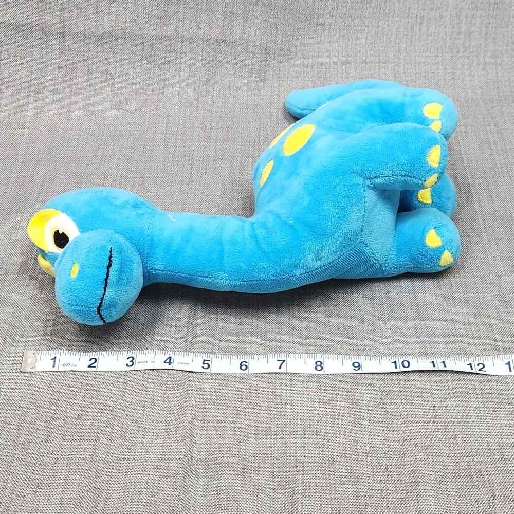 B.J. Toy Co  Blue With Yellow Spots Dinosaur Plush Stitch Eyes Lovey Soft 12" - Picture 7 of 7